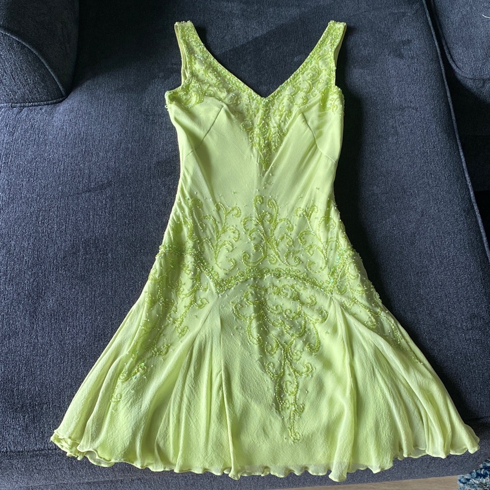 Silk Strapless Hand-Beaded Dress